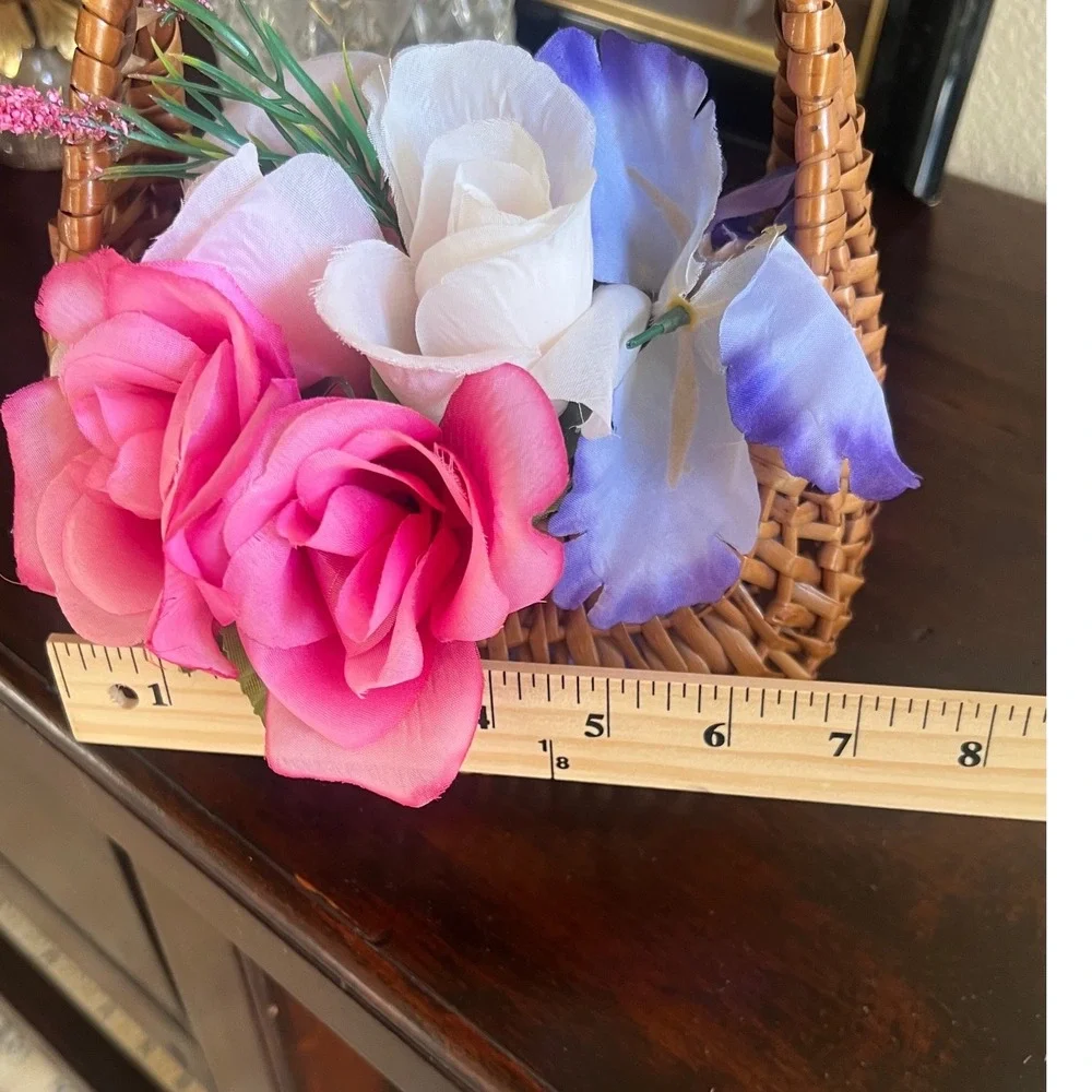 Vintage Woven Wicker Flower Girl Grandma  Basket Wedding Perfect